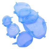 6Pcs Food Sealing Lid Expandable Reusable Vegetable Fruit Sealing Cover for Kitchen UseBlue