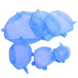 6Pcs Food Sealing Lid Expandable Reusable Vegetable Fruit Sealing Cover for Kitchen UseBlue - Low Angle