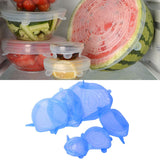 6Pcs Food Sealing Lid Expandable Reusable Vegetable Fruit Sealing Cover for Kitchen UseBlue