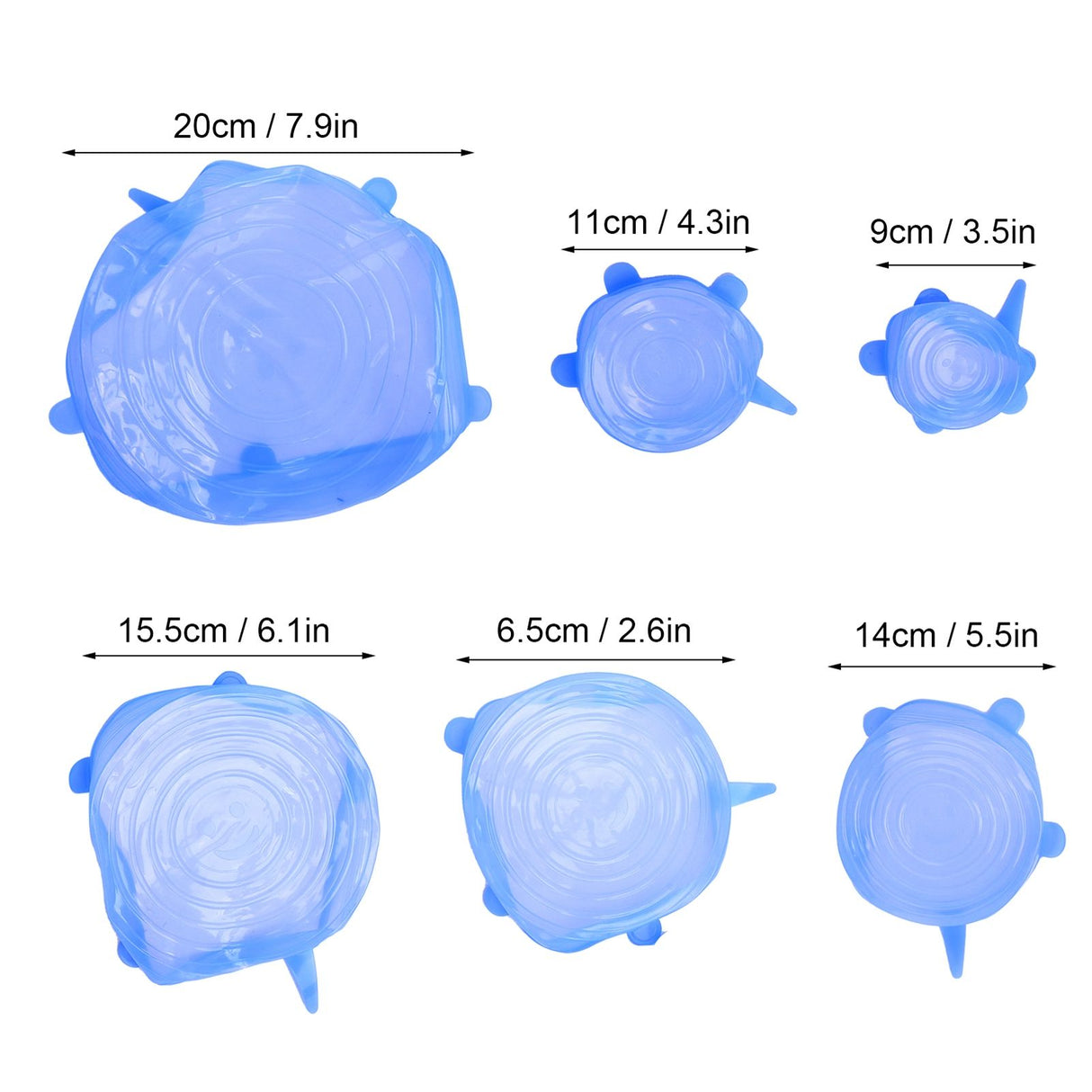 6Pcs Food Sealing Lid Expandable Reusable Vegetable Fruit Sealing Cover for Kitchen UseBlue