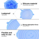 6Pcs Food Sealing Lid Expandable Reusable Vegetable Fruit Sealing Cover for Kitchen UseBlue - Extra Image