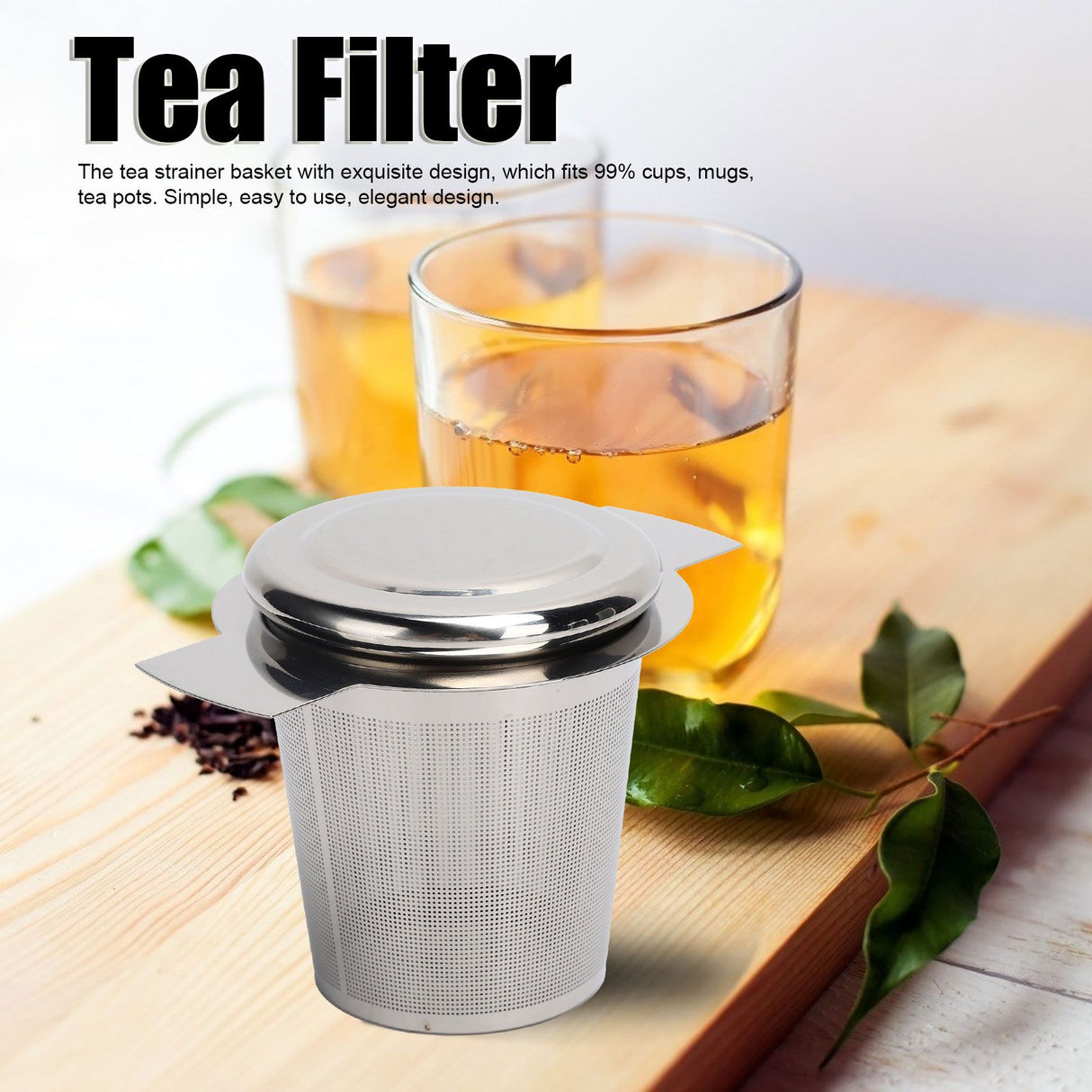 Tea Strainer Loose Leaf Tea Infuser Basket Fine Mesh Filter with Lid Teaware for CupStainless Steel
