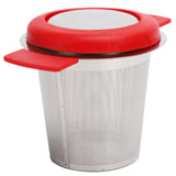 Tea Strainer Loose Leaf Tea Infuser Basket Fine Mesh Filter with Lid Teaware for Cup(Red Silicone Stainless Steel )