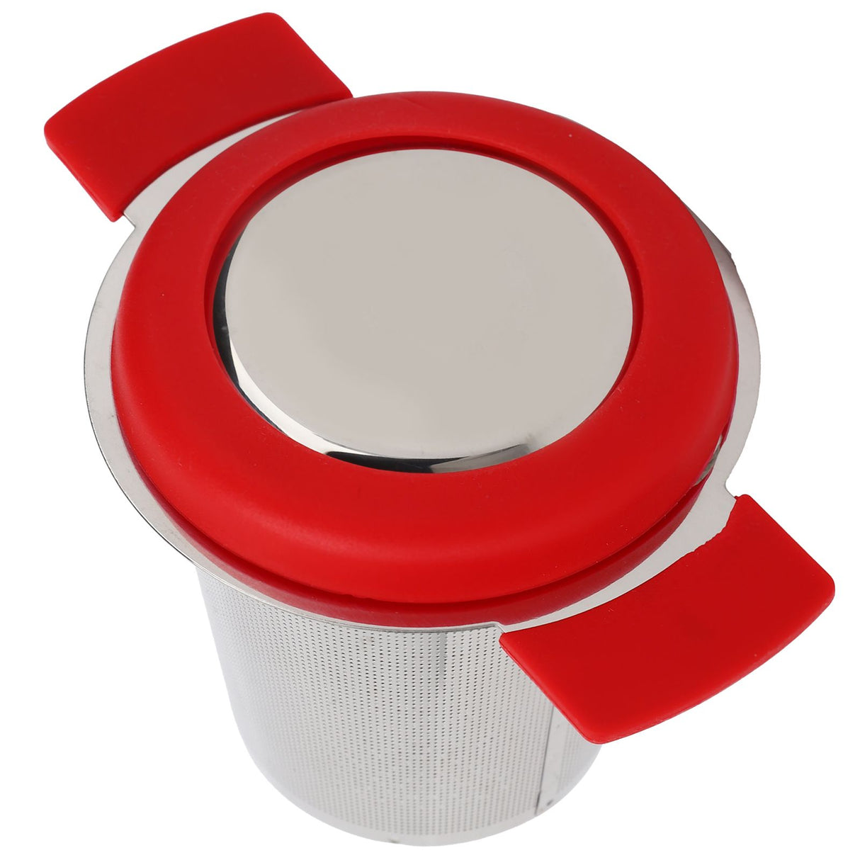 Tea Strainer Loose Leaf Tea Infuser Basket Fine Mesh Filter with Lid Teaware for Cup(Red Silicone Stainless Steel )