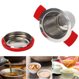 Tea Strainer Loose Leaf Tea Infuser Basket Fine Mesh Filter with Lid Teaware for Cup(Red Silicone Stainless Steel )