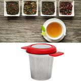 Tea Strainer Loose Leaf Tea Infuser Basket Fine Mesh Filter with Lid Teaware for Cup(Red Silicone Stainless Steel )