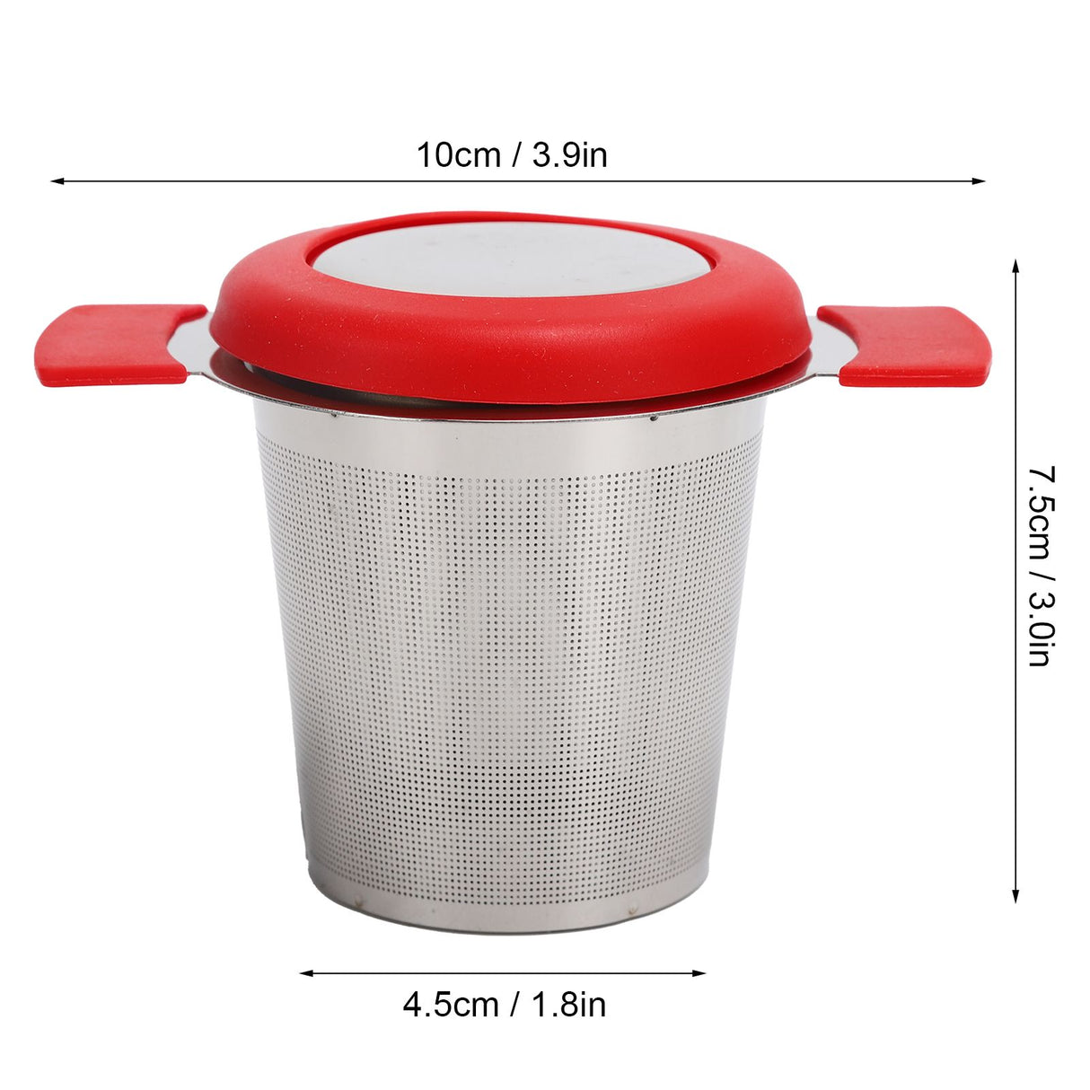 Tea Strainer Loose Leaf Tea Infuser Basket Fine Mesh Filter with Lid Teaware for Cup(Red Silicone Stainless Steel )