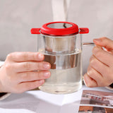 Tea Strainer Loose Leaf Tea Infuser Basket Fine Mesh Filter with Lid Teaware for Cup(Red Silicone Stainless Steel )