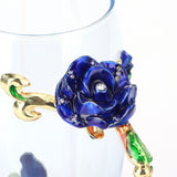 Glass Cup Innovative Flower Tea Cup with Spoon Drink Mug Birthday Christmas Festive GiftsBlue Rose 350ML
