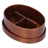 Oval Shape Bento Box Wooden Sushi Lunch Box Food Storage Container for Adult Student Worker - Rear View