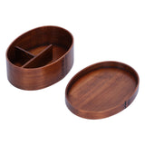 Oval Shape Bento Box Wooden Sushi Lunch Box Food Storage Container for Adult Student Worker - Low Angle