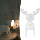LED Night Light Cartoon Deer-Shaped Table Lamp 1200mAh USB Charging Bedroom DecorationWhite