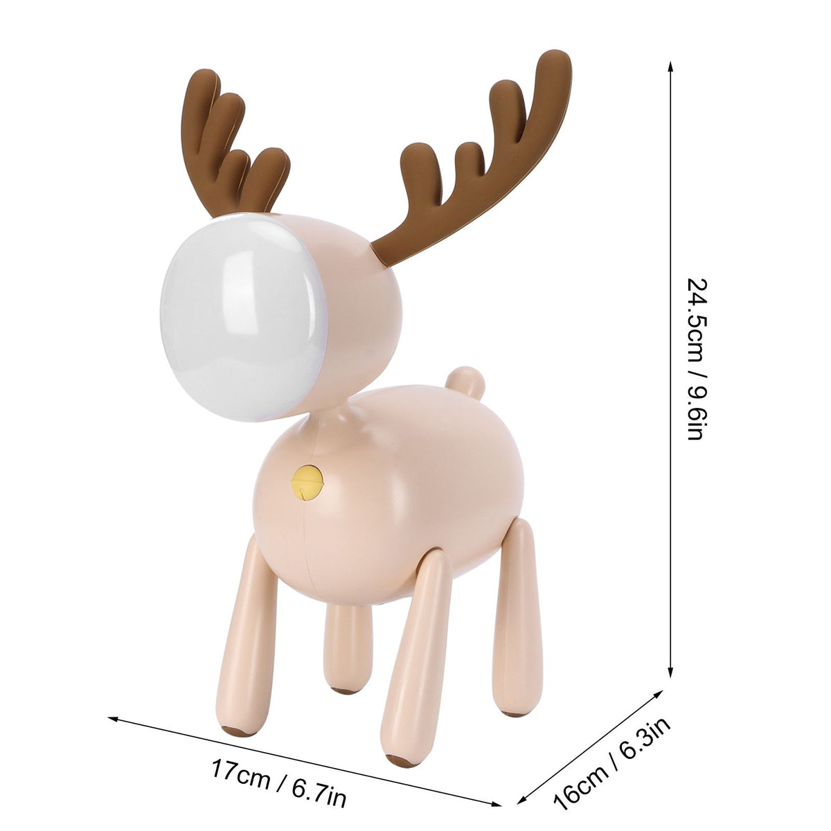 LED Night Light Cartoon Deer-Shaped Table Lamp 1200mAh USB Charging Bedroom DecorationLight Brown