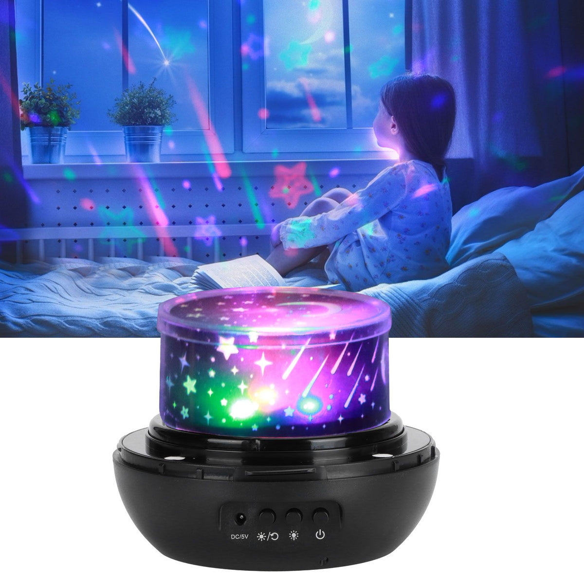 Star Projection Lamp USB Battery Dual-Use Nightlight Kids Baby Bedroom Nursery Kid GiftsBlack