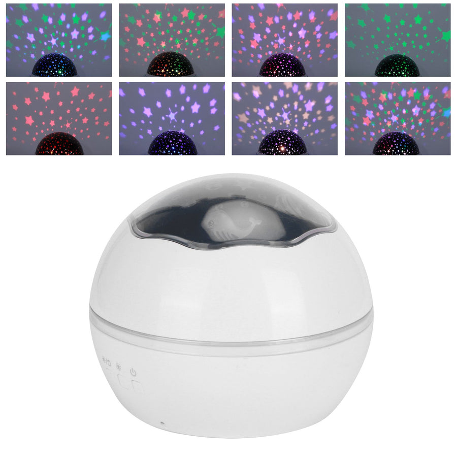 LED Night Light Romantic Projection Lamp 8 Color Modes Bedroom Decoration USB Battery PoweredWhite