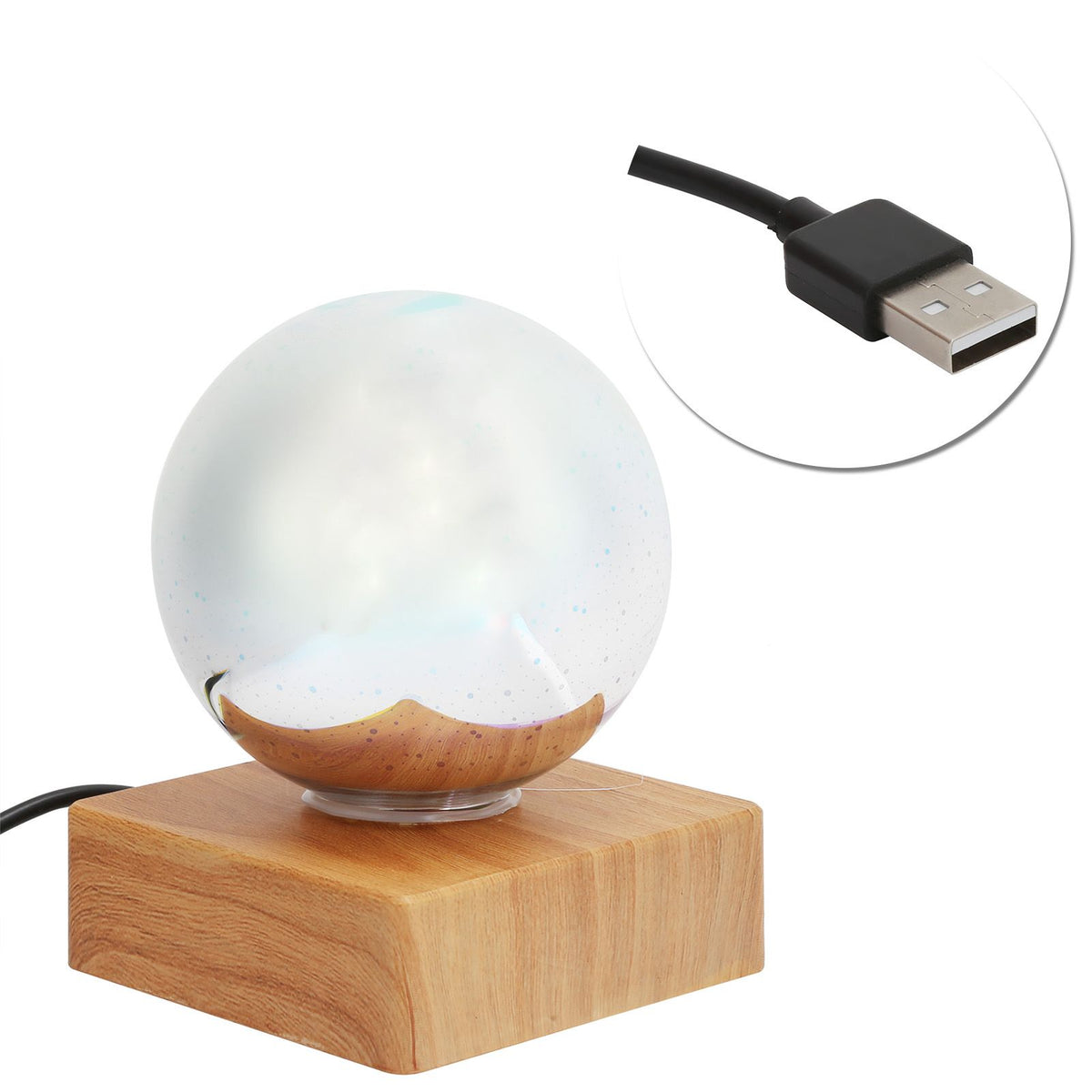 Glass Ball Night Light USB Plug in Bedside Lamp Decorative Lamp Colorful Christmas Gift