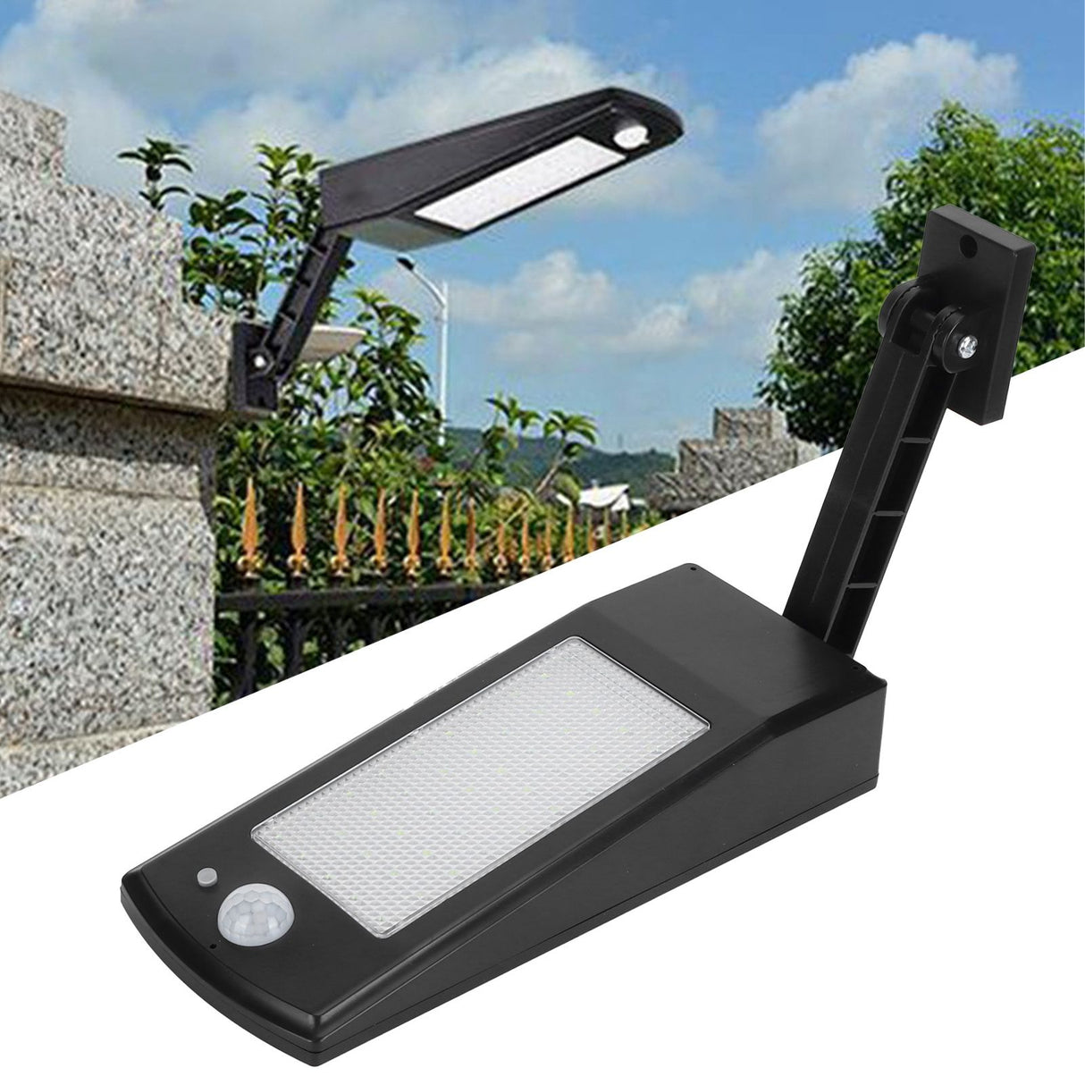 Solar Power Light Outdoor Motion Sensor Lamp for Gardens Yards Parks Streets Black