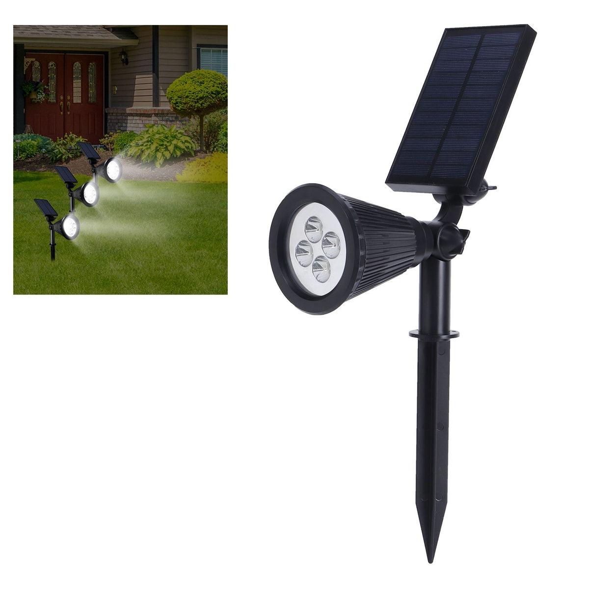 LED Solar Lamp IP65 Waterproof Lawn Light Outdoor Garden Courtyard Landscape Decoration Black