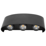 6W LED Wall Light Aluminium Black Shell Warm Light Up Down Lighting Decoration Wall Lamp AC85‑265V