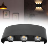 6W LED Wall Light Aluminium Black Shell Warm Light Up Down Lighting Decoration Wall Lamp AC85‑265V