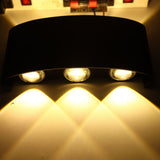6W LED Wall Light Aluminium Black Shell Warm Light Up Down Lighting Decoration Wall Lamp AC85‑265V