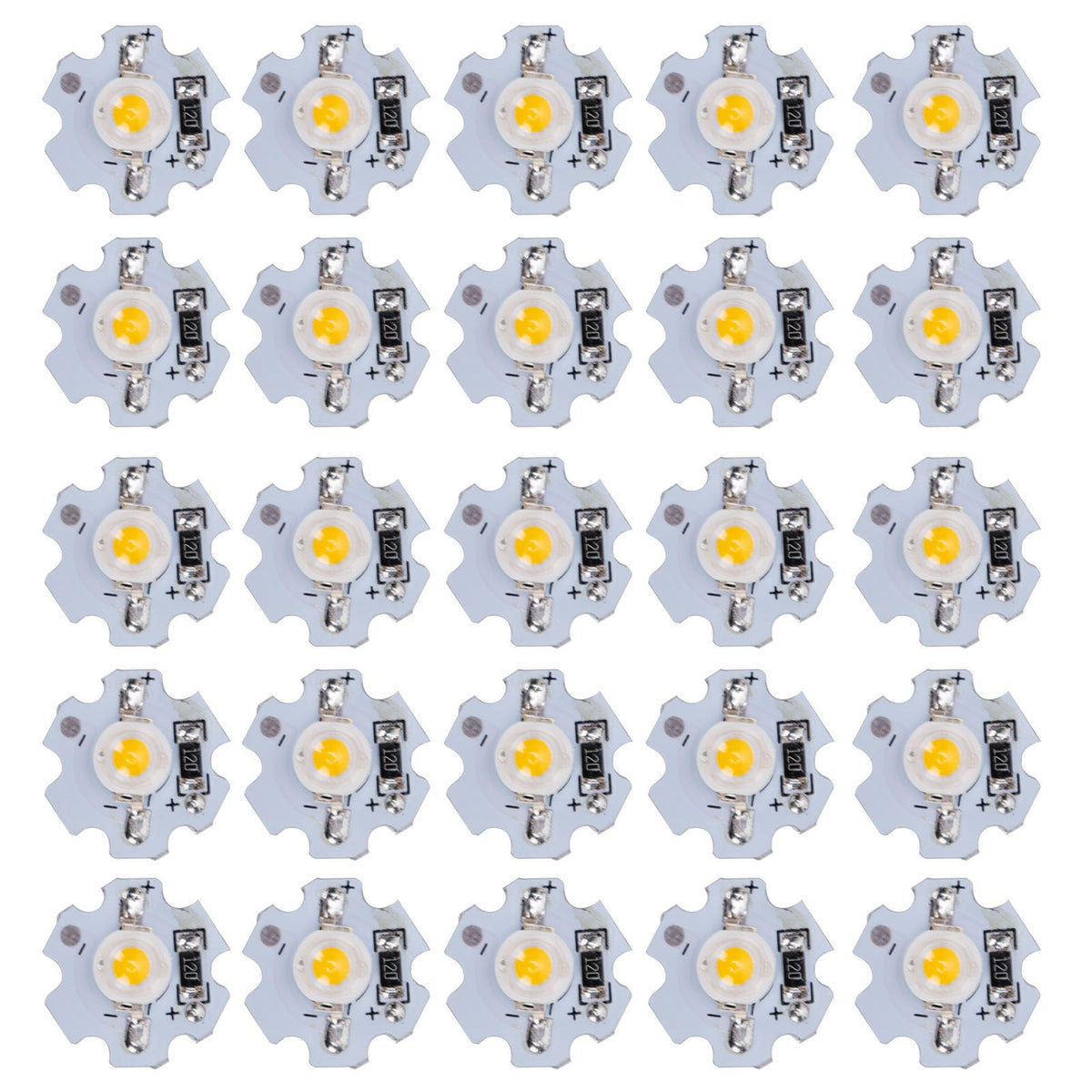 25Pcs 0.5W 5V High Power LED Lamp Bead Light Source Chip with Aluminum PlateYellow Light: 588‑590NM
