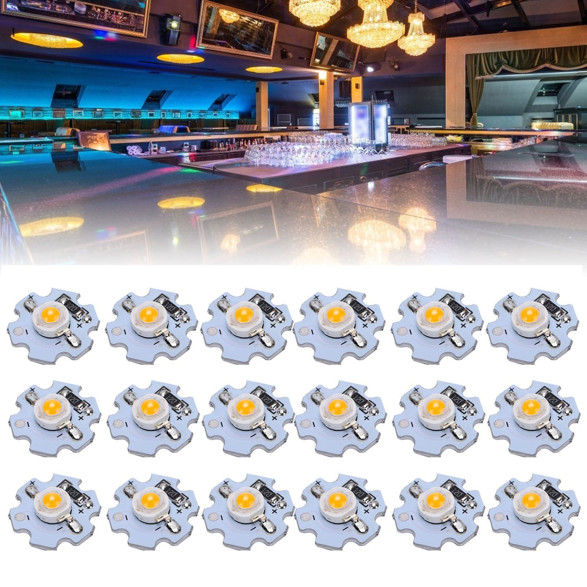 25Pcs 0.5W 5V High Power LED Lamp Bead Light Source Chip with Aluminum PlateYellow Light: 588‑590NM