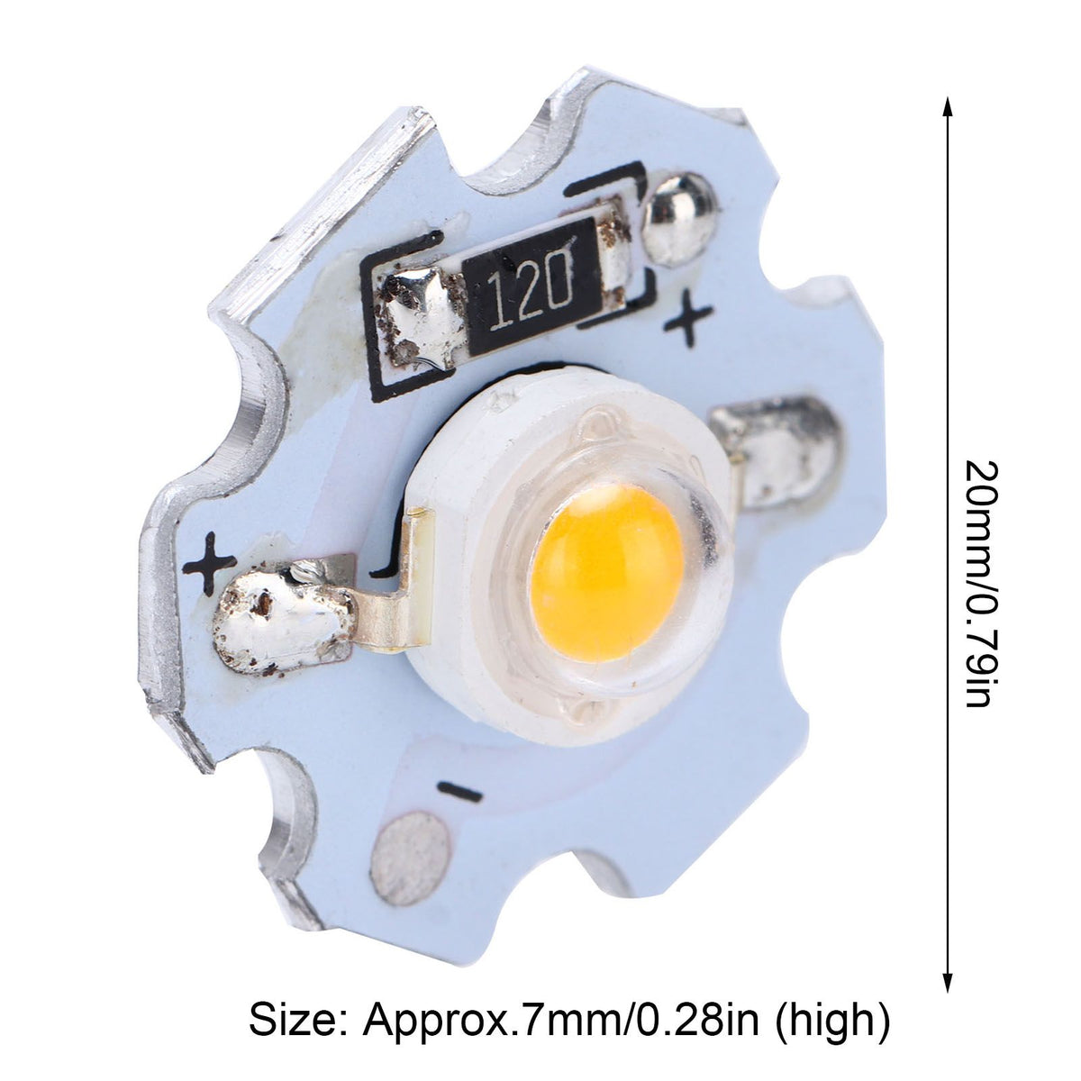 25Pcs 0.5W 5V High Power LED Lamp Bead Light Source Chip with Aluminum PlateYellow Light: 588‑590NM