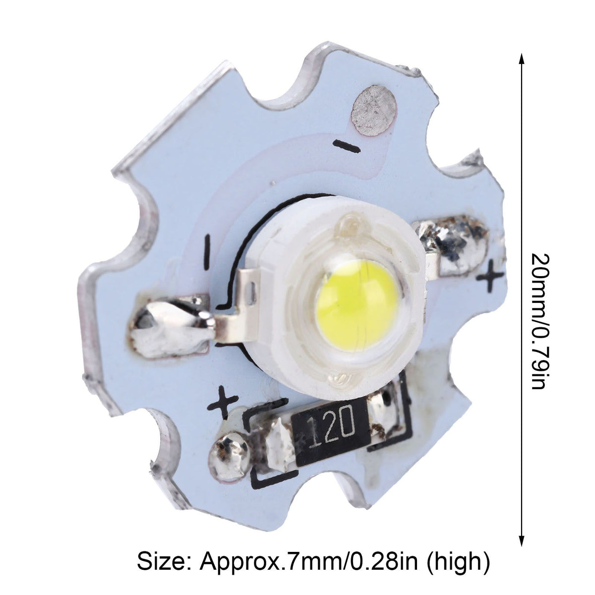 25Pcs 0.5W 5V High Power LED Lamp Bead Light Source Chip with Aluminum PlateWhite Light: 6000‑6500K