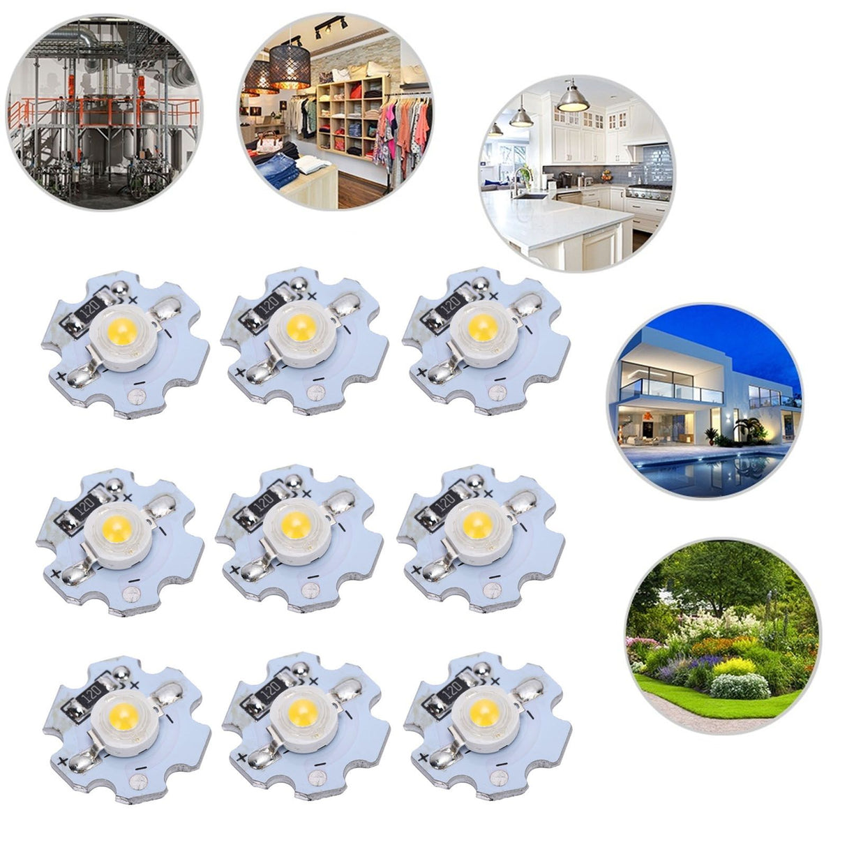 25Pcs 0.5W 5V High Power LED Lamp Bead Light Source Chip with Aluminum PlateNatural Light: 4000‑4500K