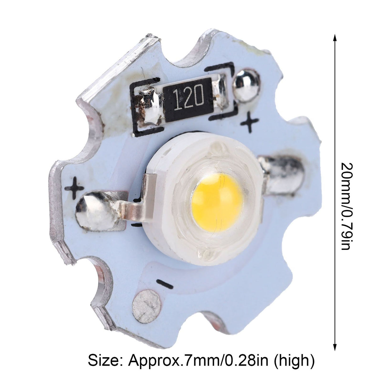 25Pcs 0.5W 5V High Power LED Lamp Bead Light Source Chip with Aluminum PlateNatural Light: 4000‑4500K