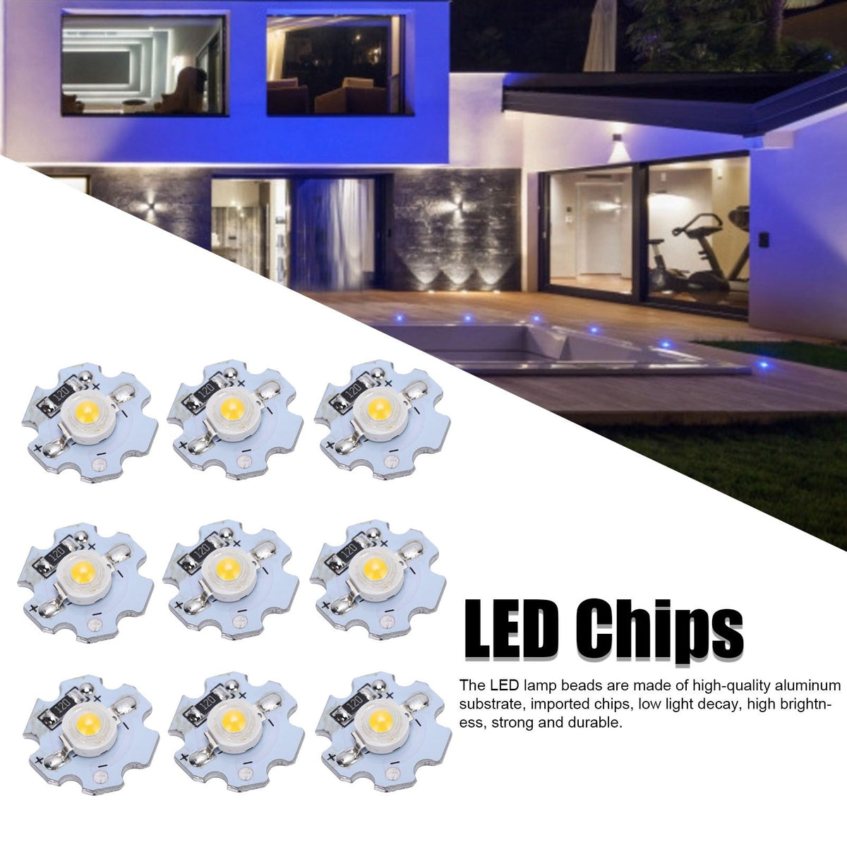 25Pcs 0.5W 5V High Power LED Lamp Bead Light Source Chip with Aluminum PlateNatural Light: 4000‑4500K