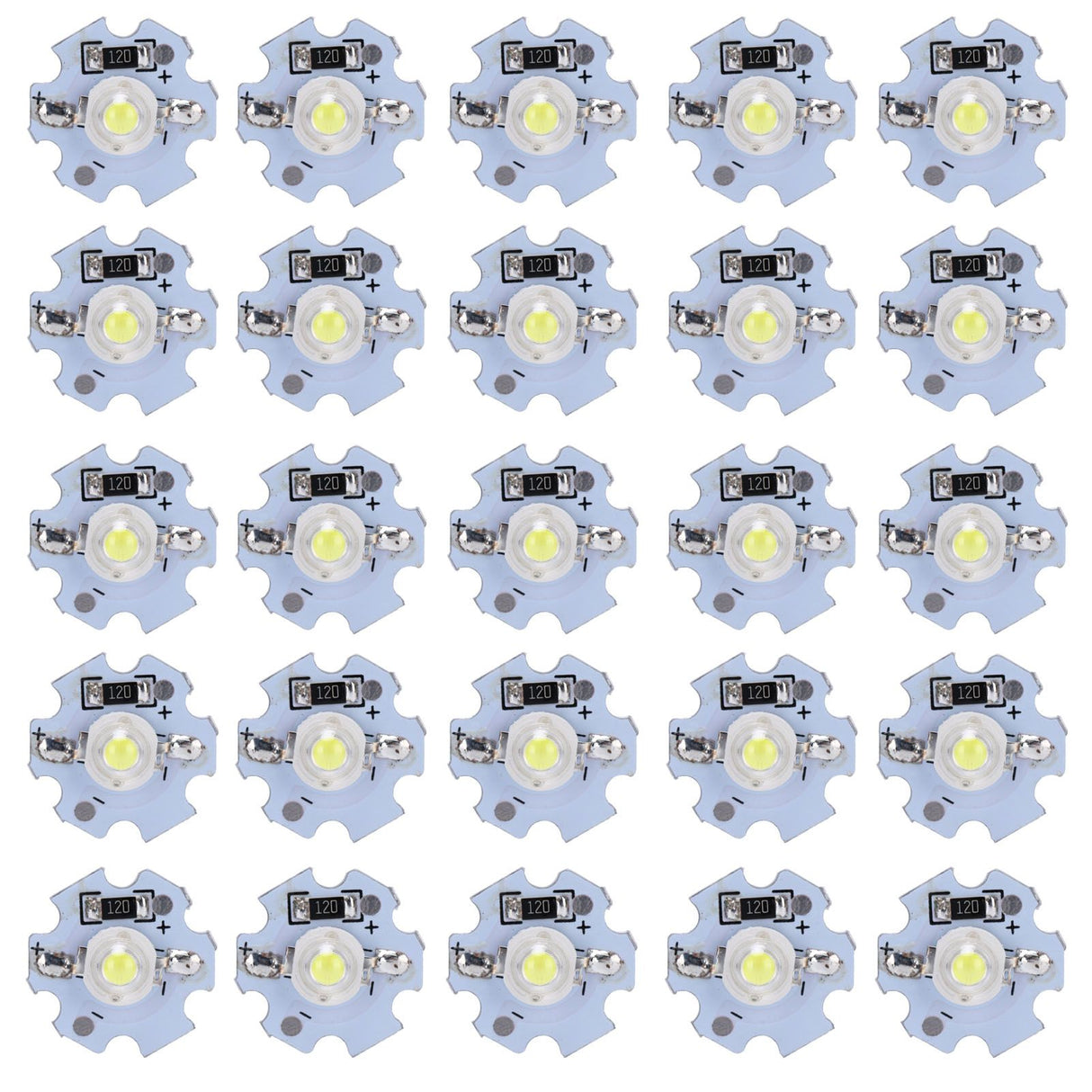 25Pcs 0.5W 5V High Power LED Lamp Bead Light Source Chip with Aluminum PlateCold White Light: 10000K