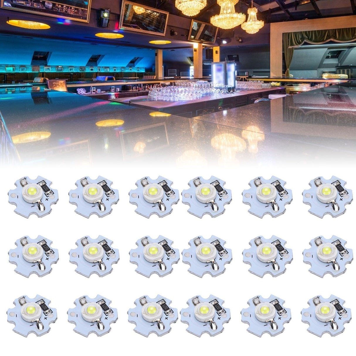 25Pcs 0.5W 5V High Power LED Lamp Bead Light Source Chip with Aluminum PlateCold White Light: 10000K