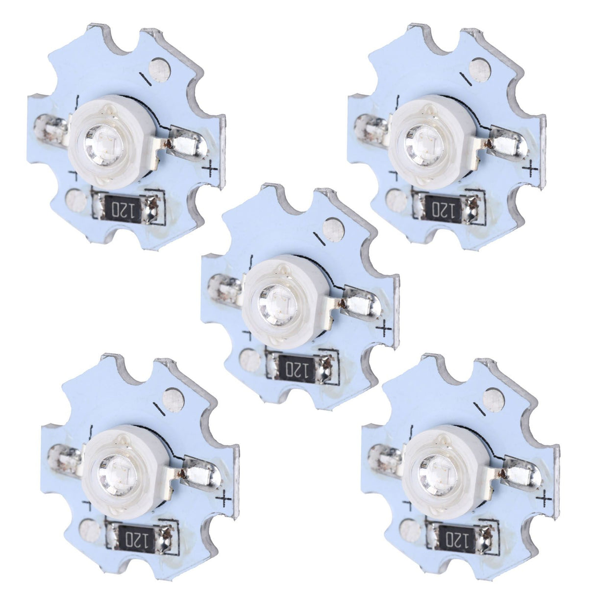 25Pcs 0.5W 5V High Power LED Lamp Bead Light Source Chip with Aluminum PlateUV Purple Light: 395-400NM