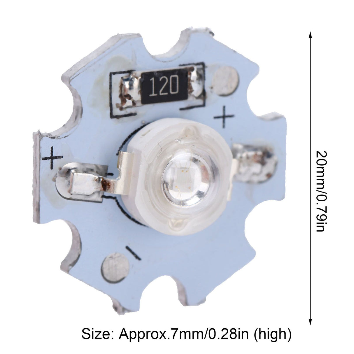25Pcs 0.5W 5V High Power LED Lamp Bead Light Source Chip with Aluminum PlateUV Purple Light: 395-400NM