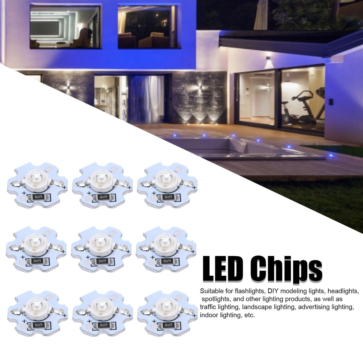 25Pcs 5V LED Chips 200LM 1W High Power LED Lamp Beads for DIY Lighting FixturesBlue Light 455‑460NM