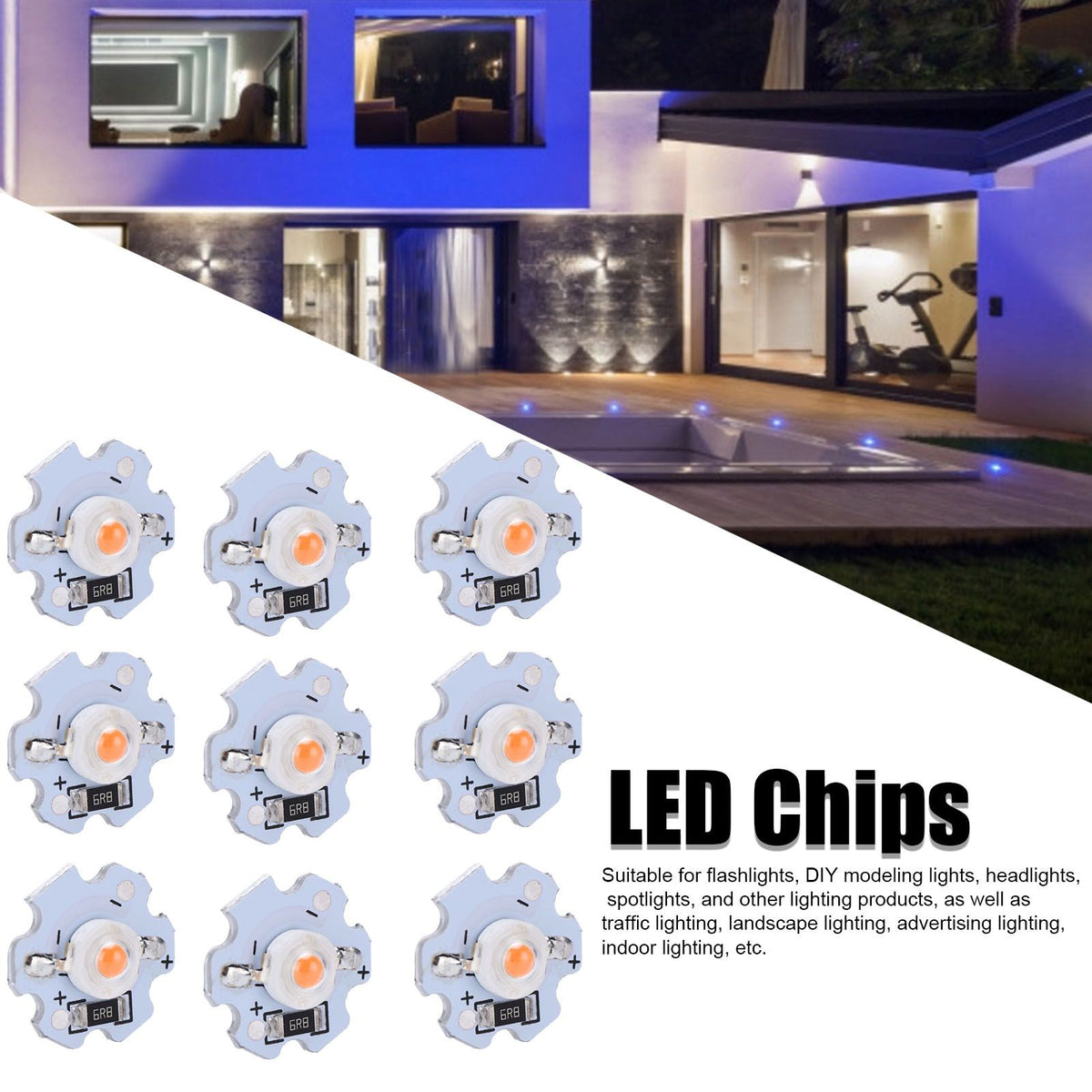 25Pcs 5V LED Chips 200LM 1W High Power LED Lamp Beads for DIY Lighting FixturesPink Light 380‑840NM