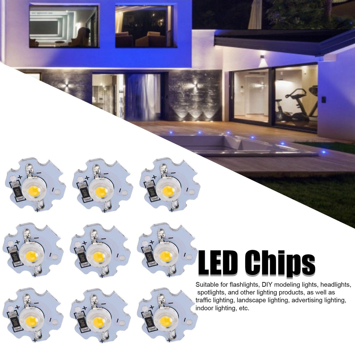 25Pcs 5V LED Chips 200LM 1W High Power LED Lamp Beads for DIY Lighting FixturesWarm White 3000‑3200K