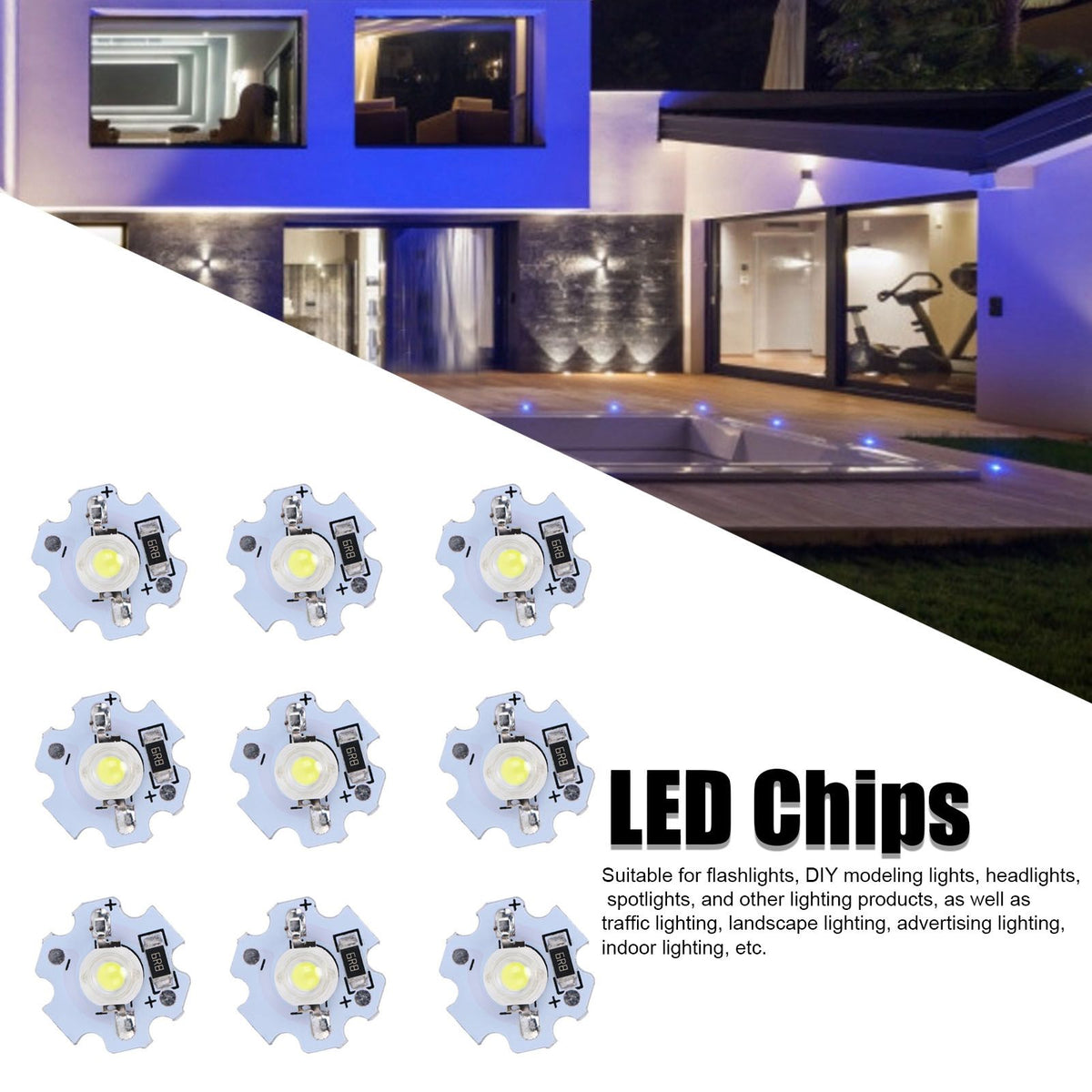 25Pcs 5V LED Chips 200LM 1W High Power LED Lamp Beads for DIY Lighting FixturesCold White 10000K