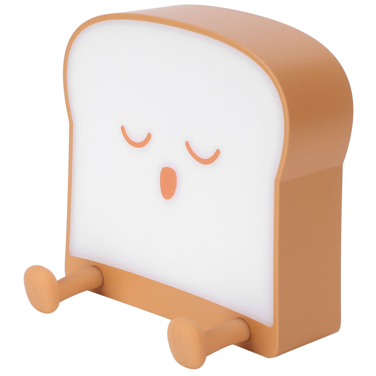 USB Night Light Mini Cute Cartoon Bread‑Shaped Bedside Lamp Phone Holder Stand Brown