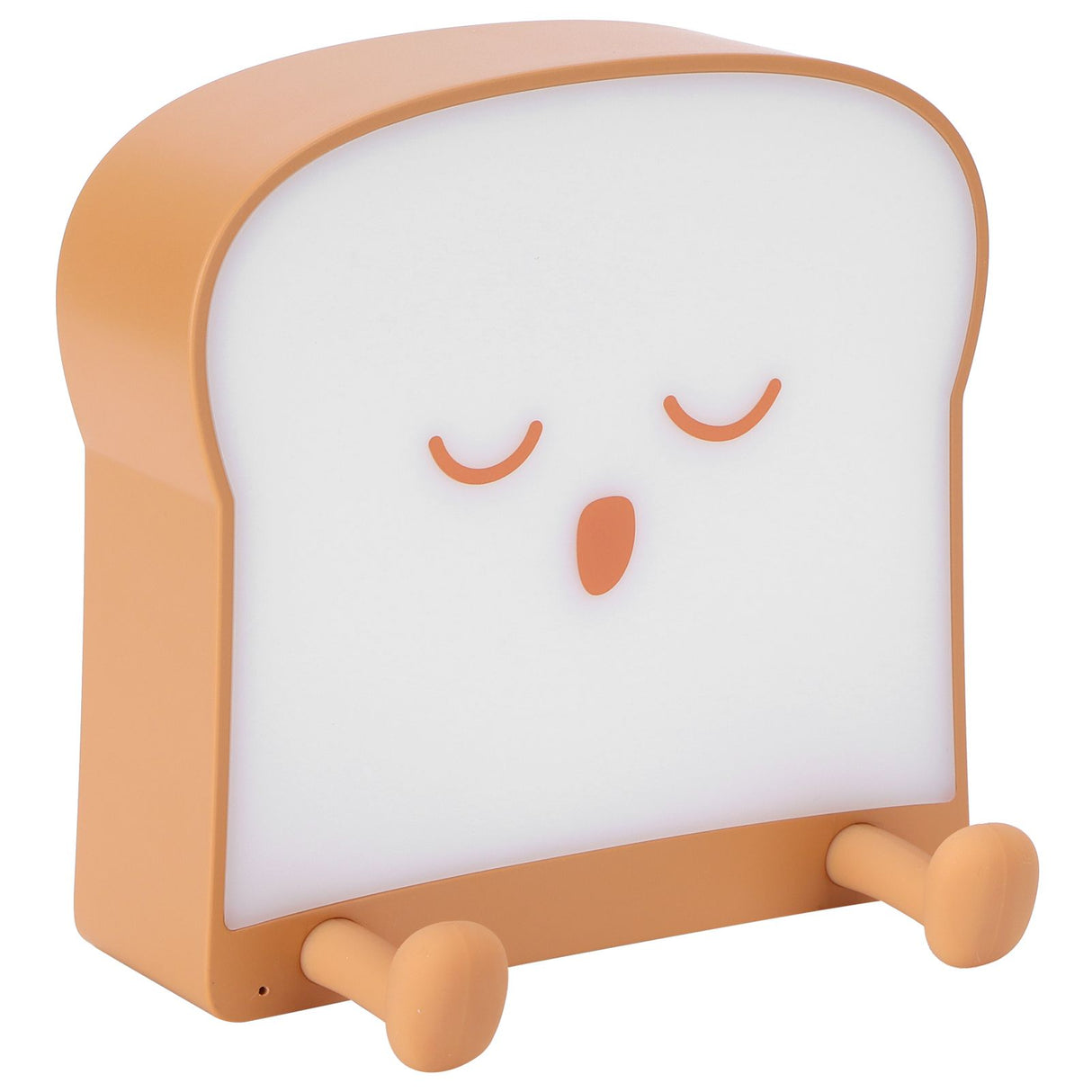 USB Night Light Mini Cute Cartoon Bread‑Shaped Bedside Lamp Phone Holder Stand Brown