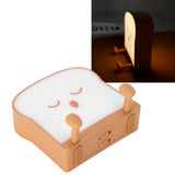 USB Night Light Mini Cute Cartoon Bread‑Shaped Bedside Lamp Phone Holder Stand Brown - Extra Image