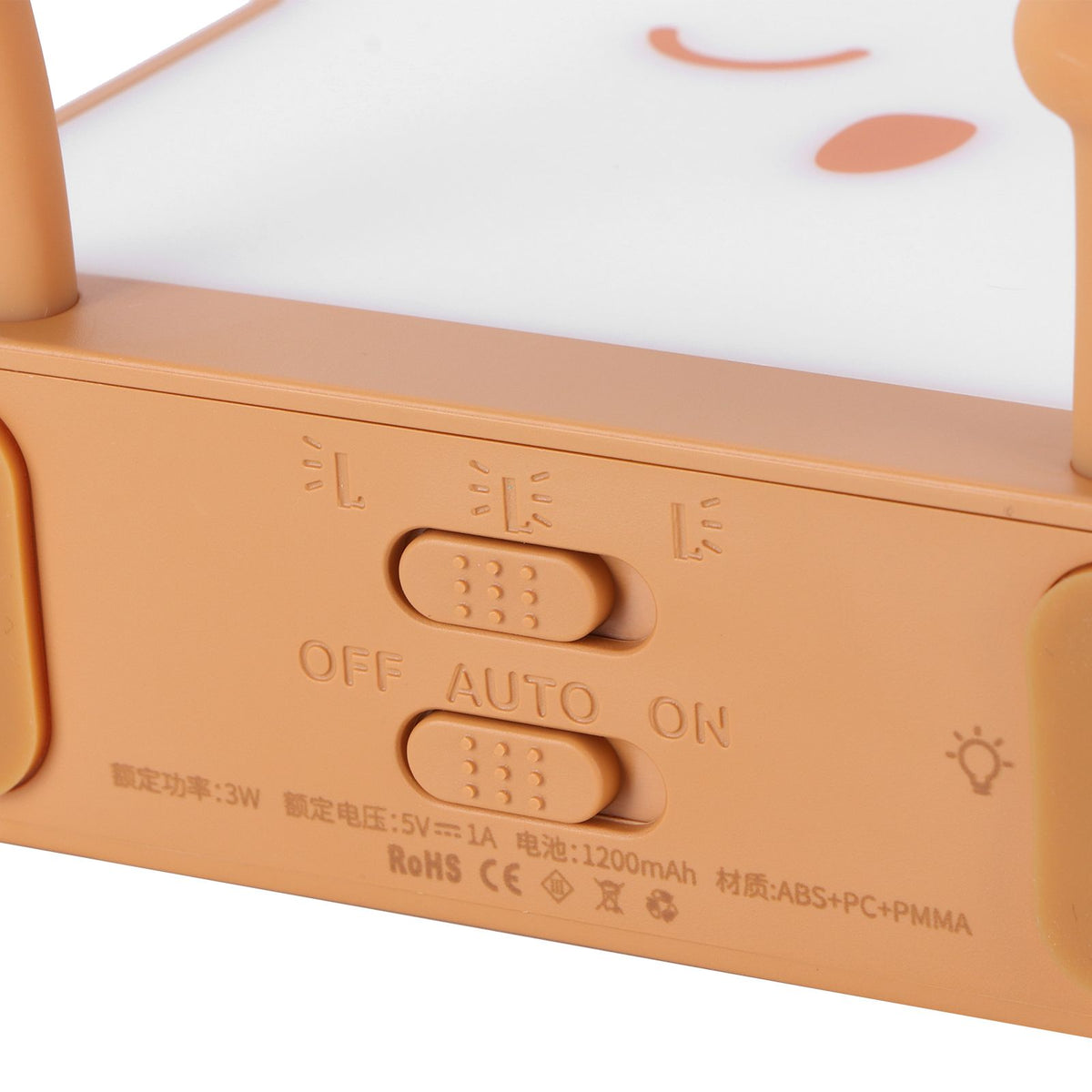 USB Night Light Mini Cute Cartoon Bread‑Shaped Bedside Lamp Phone Holder Stand Brown