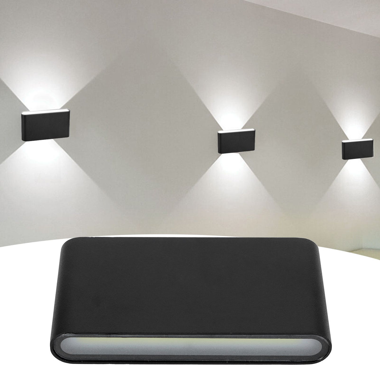 LED Wall Lamp 12W COB Aluminum Outdoor Garden Light Fixture IP65 Waterproof AC85-265V(Black Shell White Light )