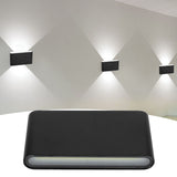 LED Wall Lamp 12W COB Aluminum Outdoor Garden Light Fixture IP65 Waterproof AC85-265V(Black Shell White Light )