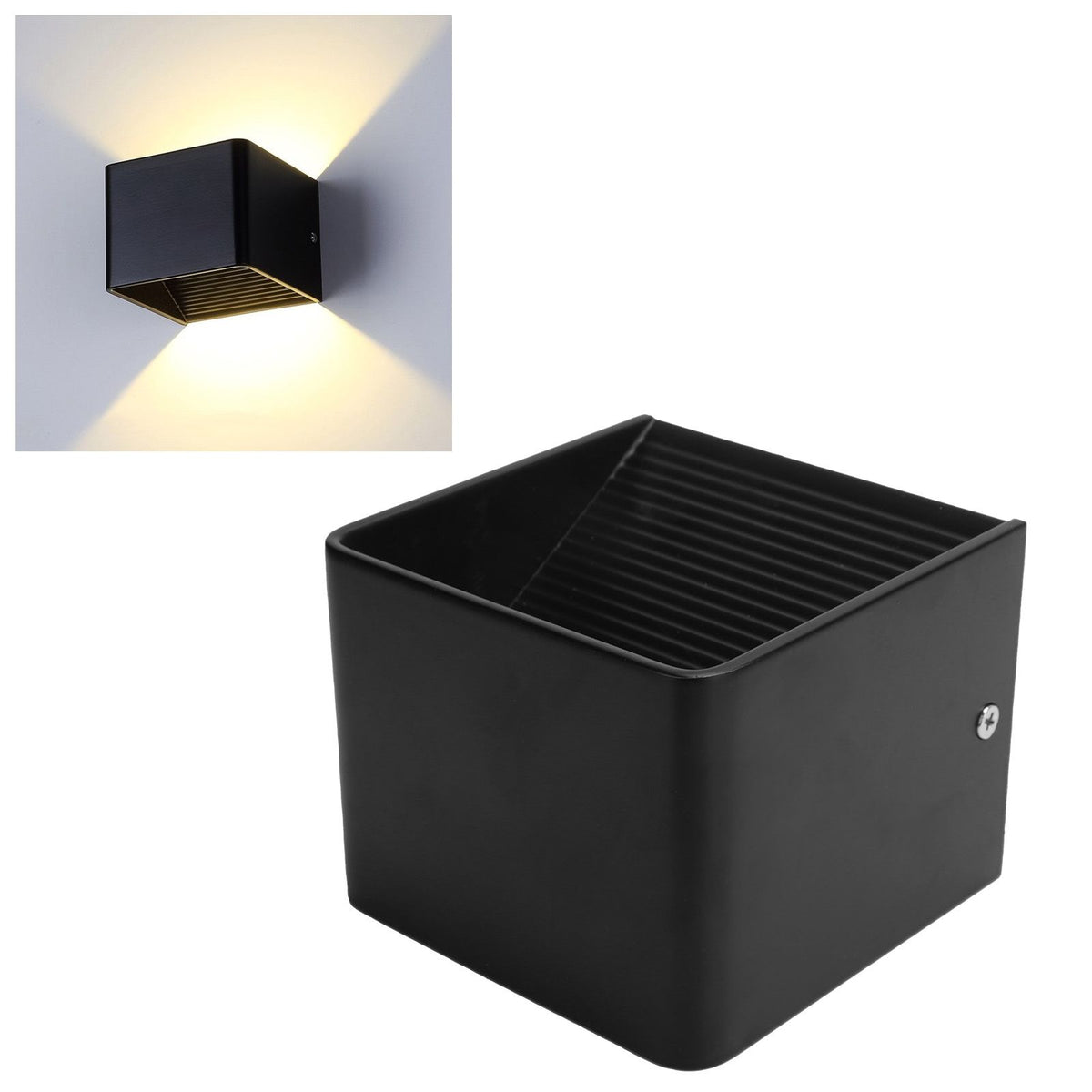 LED Wall Light Outdoor Waterproof IP65 Porch Garden Wall Bedroom Bedside Lamp AC85‑265V 3WBlack Shell Warm White Light