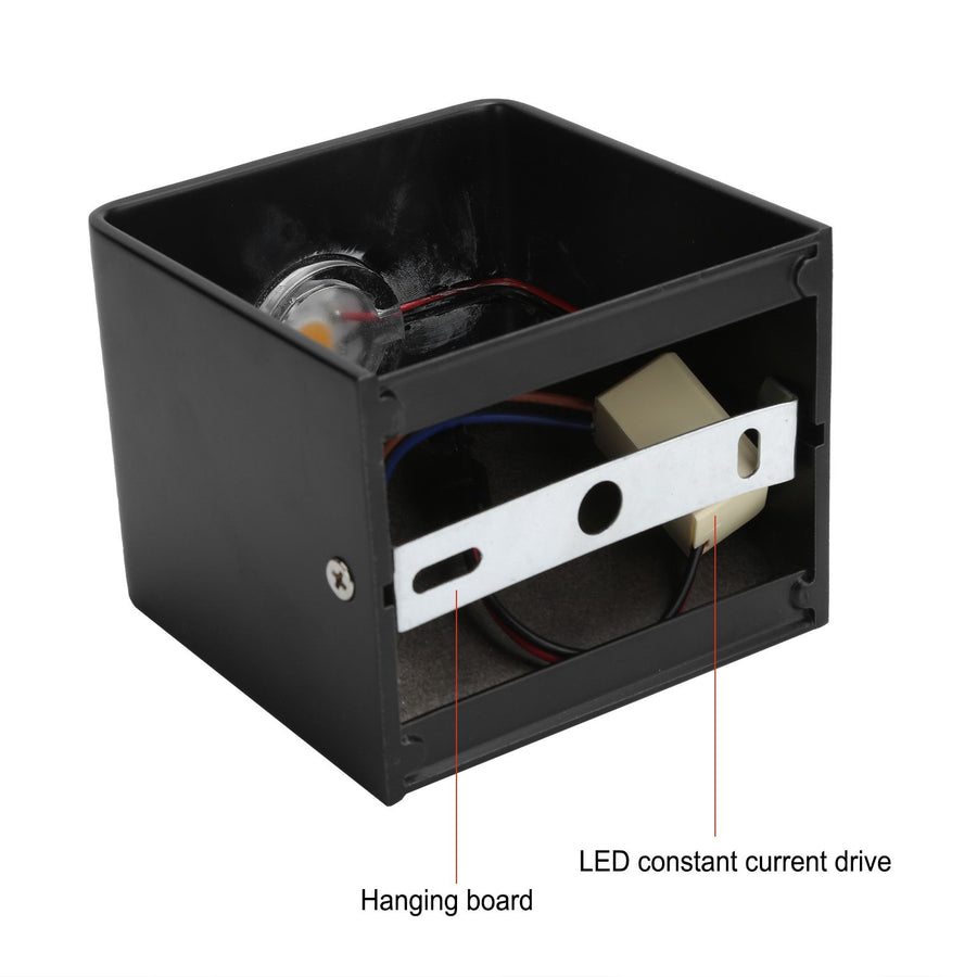 LED Wall Light Outdoor Waterproof IP65 Porch Garden Wall Bedroom Bedside Lamp AC85‑265V 3WBlack Shell Warm White Light