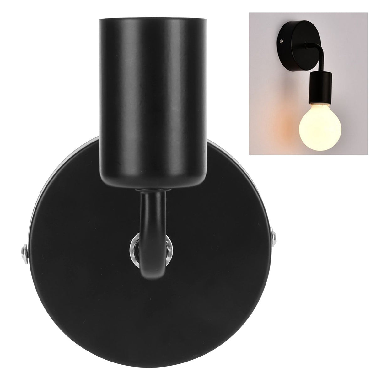E27 Black Wall Lamp Retro Single Head Wall Light Fixture for Bedside Corridor Stair AC85‑265V