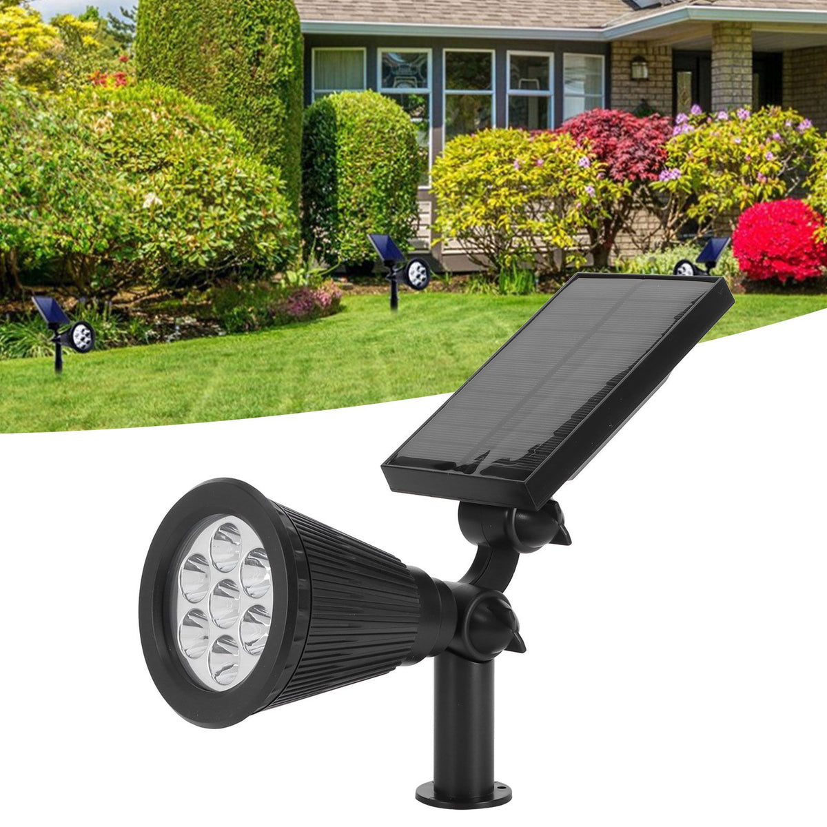 7LED Solar Light Intelligent Outdoor Garden Spotlight Lawn Lamp Landscape Lighting BlackWhite Light